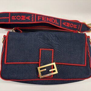 Fendi Denim Large Baguette Bag